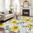 thumbnail image 2 of 6x9 Area Rugs for Living Room, Yellow Daisy Non Slip Area Rugs for Kitchen Bedroom Entryway, Farmhouse Country Flower Leaf Plant Wood Grain Washable Carpet Runner Rug Floor Mats for Bedroom, 2 of 8