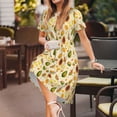 thumbnail image 3 of Naloa Tropical Fruits Print Womens Summer A-Line Dress with Pockets,Short Sleeve Dresses,Flowy Beach Swing Dress for Vacation Travel, 3 of 6