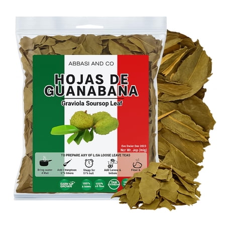 Whole Dried Graviola Soursop Leaves (330+ Leaves Per Bag) Hoja De Guanabana, 100% All Natural Delicious Fresh Tea | From Mexico | Premium Wildcrafted Quality. Guanábana