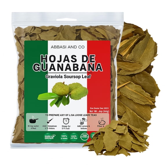 Whole Dried Graviola Soursop Leaves (330+ Leaves Per Bag) Hoja De Guanabana, 100% All Natural Delicious Fresh Tea | From Mexico | Premium Wildcrafted Quality. Guanábana