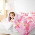 thumbnail image 3 of spefrowx Marble Ombre Bowknot Twin Bedding for Kids, Cherry Blossoms Pink Stripes Bedding Comforter Set, Pink Reversible, 7pcs, 3 of 6