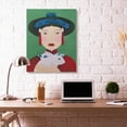 thumbnail image 2 of Stupell Home Décor Chinese Woman and Rabbit Green Red Painting Canvas Wall Art by Sally B, 2 of 6