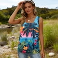 thumbnail image 3 of Bbyeadc Tank Tops for Women Hawaiian Tropical Print Sleeveless Tank Loose Shirt Casual Spring Summer Everyday Wear,Blue (L), 3 of 4