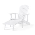 thumbnail image 4 of 64" Outdoor Accent Chair, Modern Retro Wood Single Lounge Recliner Chair with Wide Armrests, Foldable Rustic Chair for Patio, Backyard, Poolside, Garden, White, 4 of 9