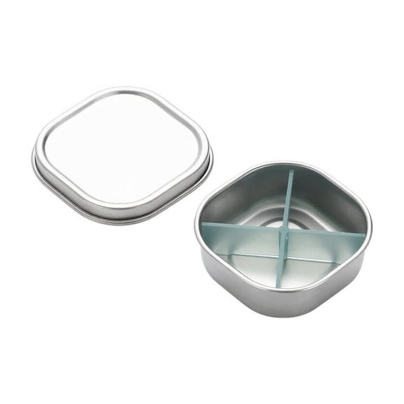 Pill Organizer, Stainless Steel Airtight Moisture-proof, 4 Compartments Portable Mini Size for Daily Travel Outdoor, 1 Pack Pocket Sized Pill Storage Container for Vitamins Medications Supplements