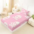 thumbnail image 4 of Manfei Gothic Skull Twin Sheets 3pcs, Happy Halloween Bedding, Pink White Cream,1 Fitted Sheet, 1 Flat Sheet and 1 Pillowcase, 4 of 5