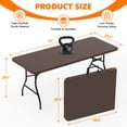 thumbnail image 2 of 6ft Folding Table - Heavy Duty Fold-in-Half Plastic Table, Portable Utility Tables with Steel Legs for Events, Camping, Indoor & Outdoor Use (Brown), 2 of 8