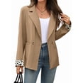 thumbnail image 2 of Blazer for Female Fall Work Office Suit Jackets Dressy Open Front Leopard Blazer Business Casual Outfits Khaki M, 2 of 9