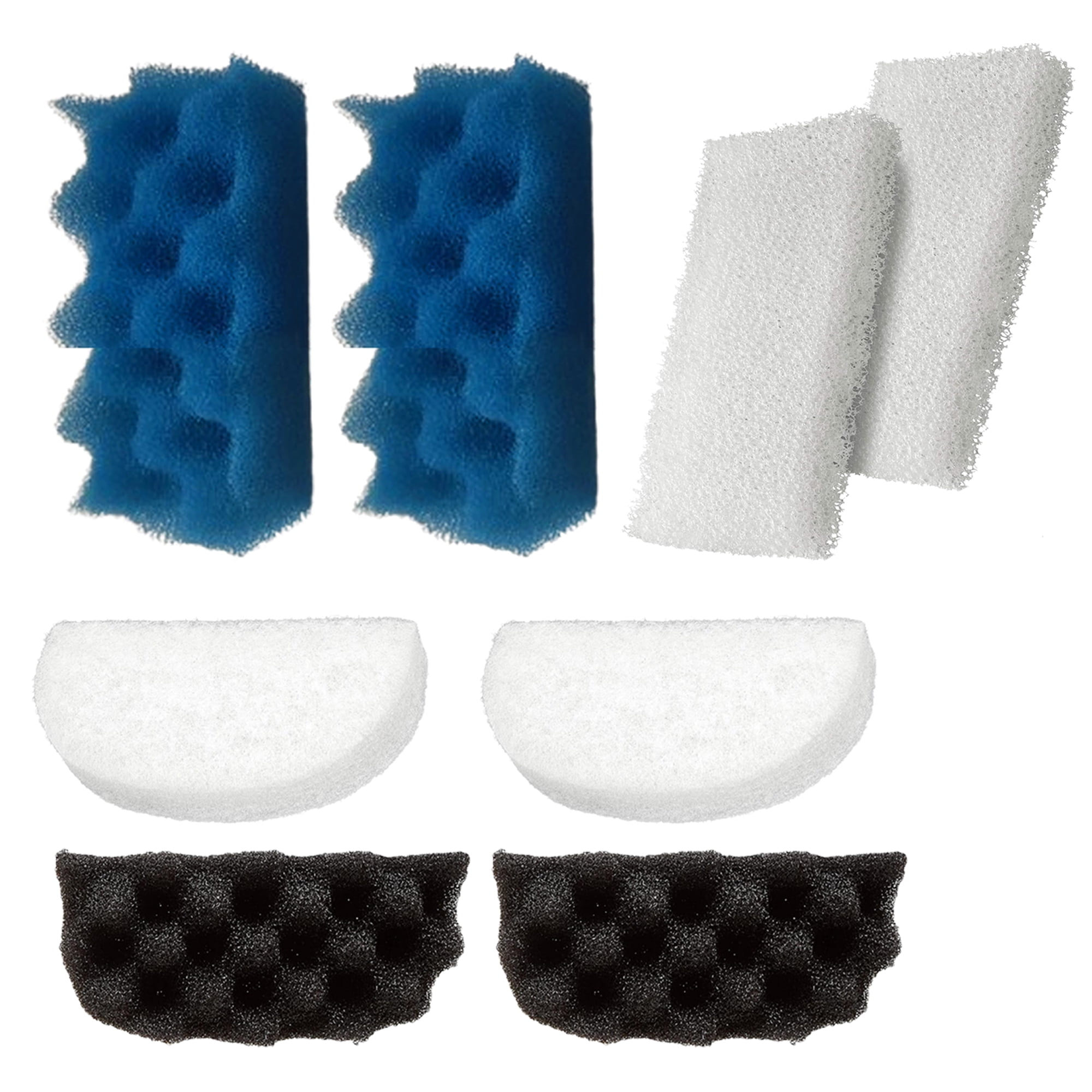 Qzbhct 2 Pcs Black Bio-Foam, 4 Blue Foam Max Filter, 4 Fine Filter Pad, 4 White Foam Filters Kit for Fluval 106/107 Canister Filtration Systems