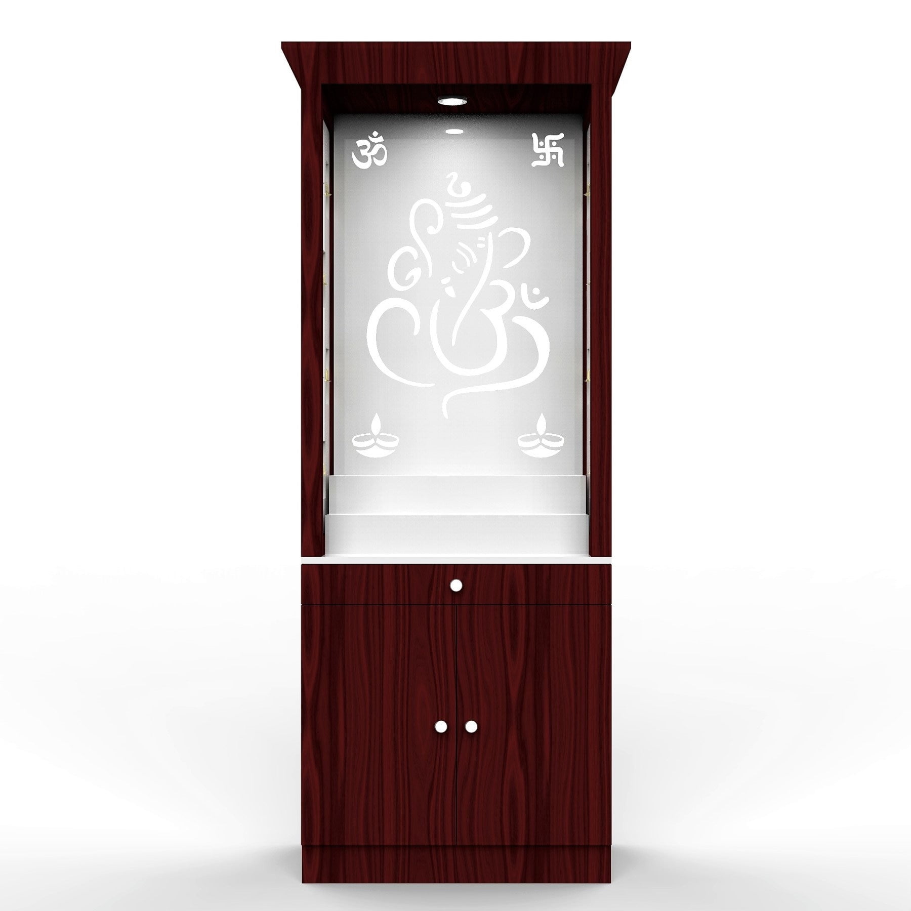 Large Wooden Temple With Doors Floating Shelf / Temple With Led Lights