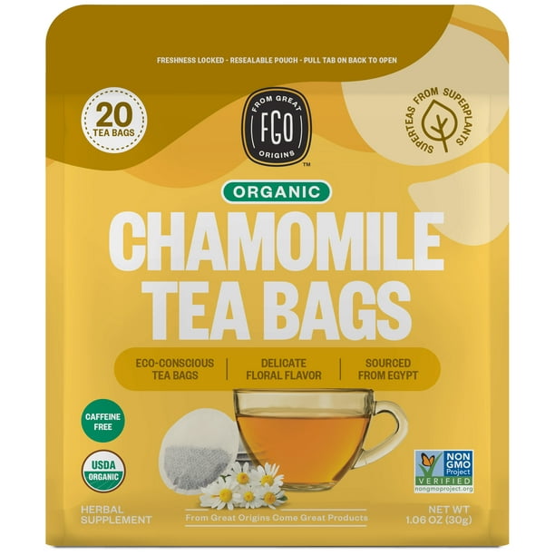 FGO From Great Origins, Chamomile Herbal Tea, Organic Tea Bags, 20