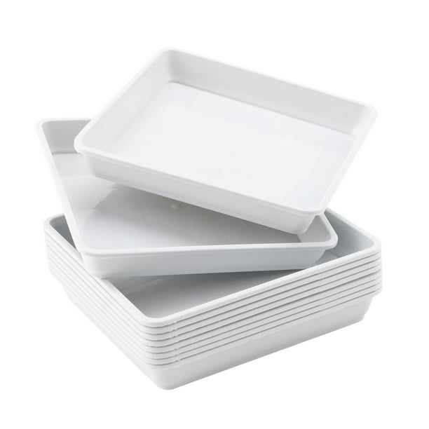 10 posavasos para plantas, cuencos para plantas, bandeja de drenaje cuadrada liviana para macetas. Blanco