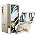 thumbnail image 1 of Luxury Case for Samsung Galaxy Z Fold 4 Rugged Case Hinge Folding All-inclusive with Hidden Kickstand Built-in Screen Protector Lens Protection Pen Slot S Pen Fold Edition Z Fold 4 Case,Silver, 1 of 7