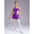 thumbnail image 4 of Alvivi Robe de Performance de Danse Latine Jazz Hip Hop Sans Manches à Volants à Paillettes pour Filles Violet 16, 4 of 6