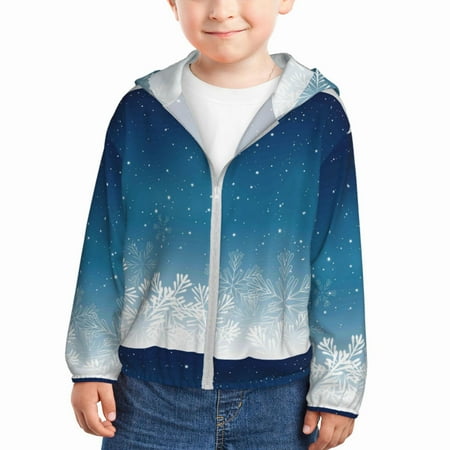 

Lukts Christmas Snowflakes Print Children s Long-Sleeved Sun Protection Clothing Hooded Sweatshirts for Boys and Girls Outdoor Sports-3 Years