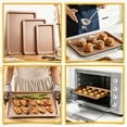 thumbnail image 6 of 3pcs Commercial Quality Baking Sheet Pan Set, Carbon Steel Cookie Sheet, Warp Resistant Baker's Half Sheet Pan, Cookie Tray Pans for Baking, Roasting Dishwasher Safe gold, 6 of 7