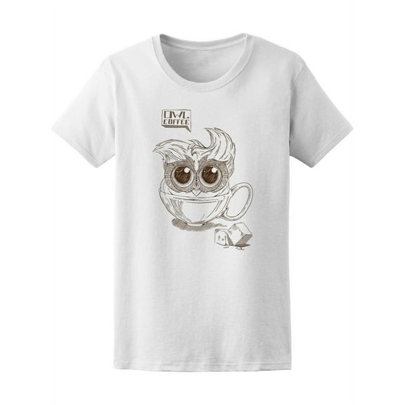 Cute Coffee Owl T-Shirt Women -Image by Shutterstock, Female Small
