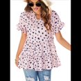 thumbnail image 1 of Blusas Bohemias de con Cuello en V, Corta, Fruncidas y Estampados Al Azar para Mujer, Estilo Casual, Color Rosa, Talla XL, 1 of 10