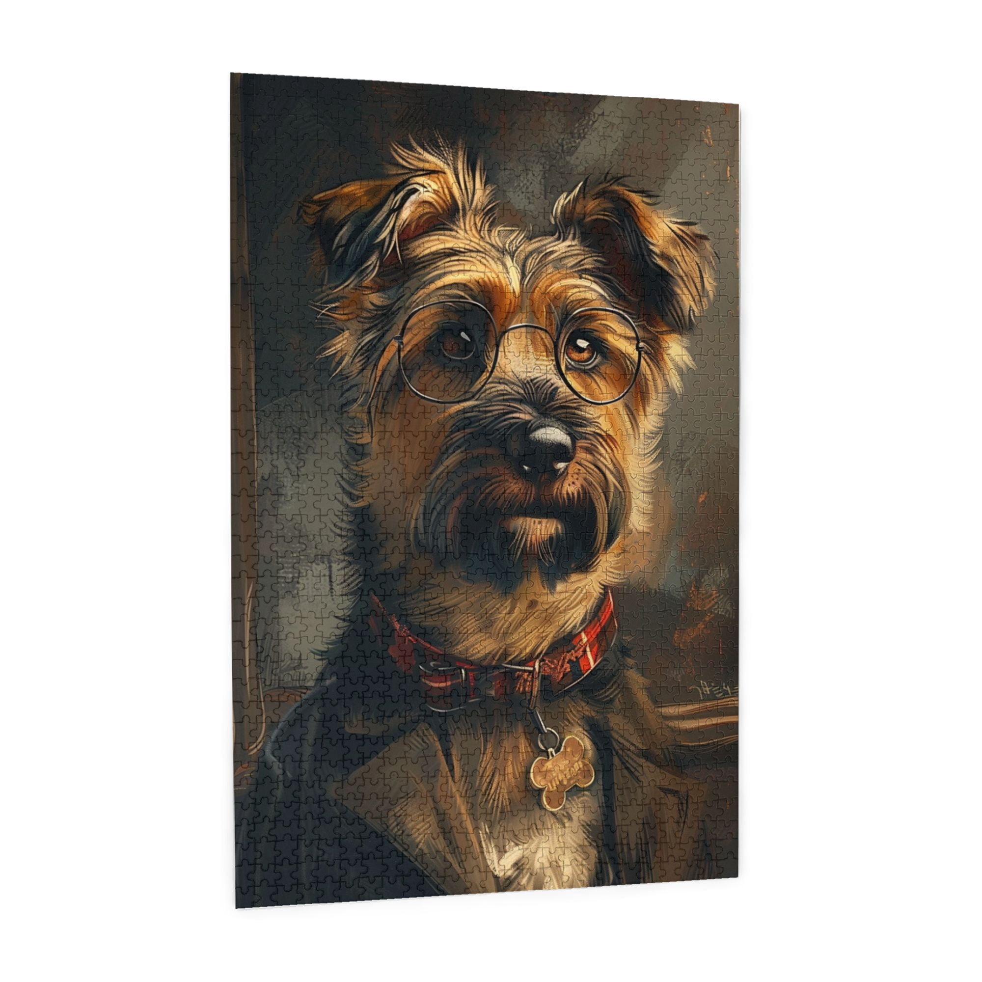 1000 pcs Glasses puppy 1000 Piece Wooden Puzzles,Unique and Beautiful Design,Funny Animal Art Stress relieving puzzle 1000 Piece,Exquisite Glasses puppy High difficulty puzzle,for Puppy Lovers Gift