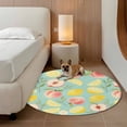 thumbnail image 2 of Summer Fruit Round Area Rug 3.3Ft Washable Circle Rugs for Dining Room Table, Spring Botanical Lemon Peach Green Non-Slip Carpet Floor Mats Indoor Outdoor Carpet Runner Aesthetic Home Decor, 2 of 8