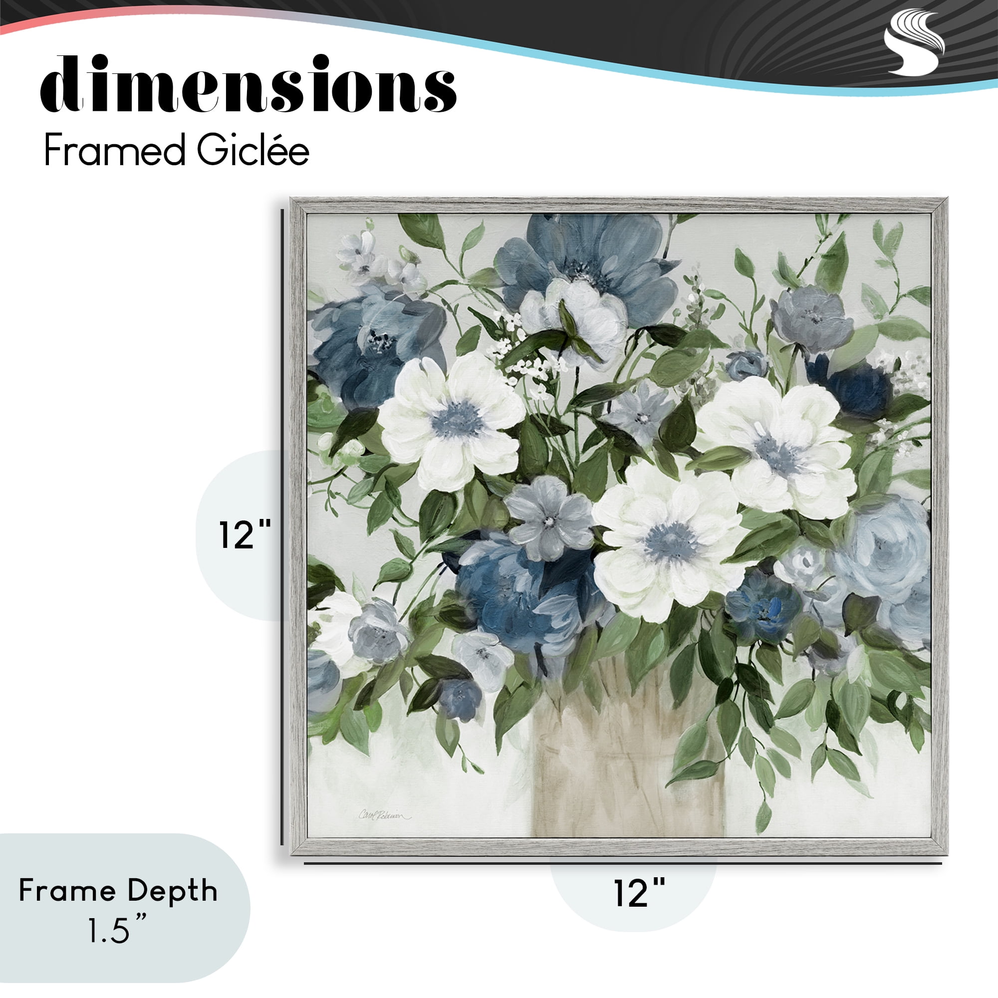 Stupell Industries White & Grey Blossoms Gray Framed Giclee Art, design by Carol Robinson