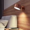thumbnail image 5 of Aplique de pared magnético de madera, luces de pared LED giratorias de 360 ​​° Luces recargables USB Luz regulable con pilas Luz de gabinete magnética Iluminación del hogar, 5 of 5