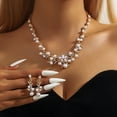 thumbnail image 6 of AEXTO Pearl Bride Wedding Jewelry Set Faux Pearls Crystal Rhinestone Necklace Earrings Bracelet Sets for Women Bridesmaid, 6 of 24