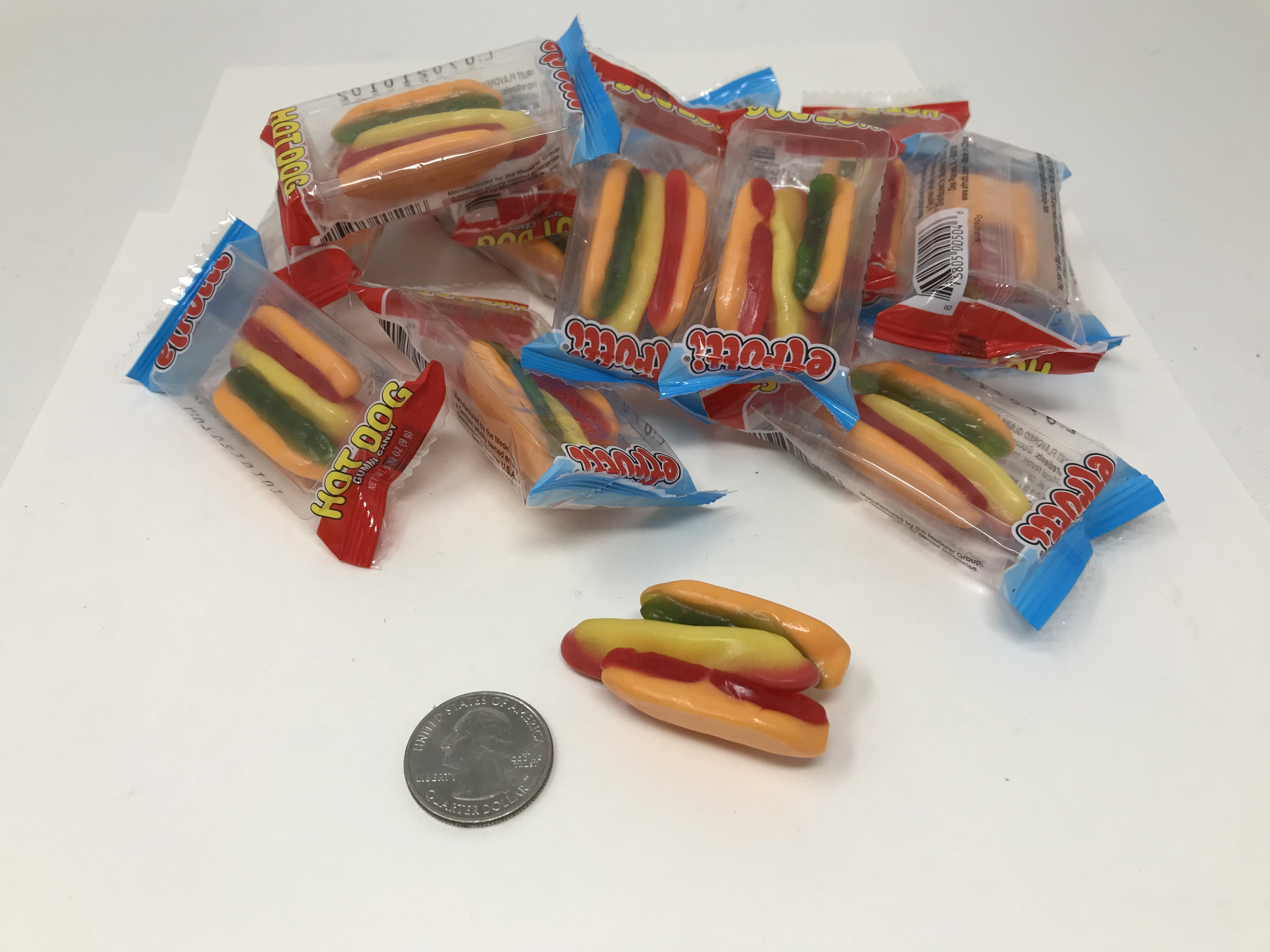 Gummi Mini Hot Dog Candy Wrapped 2 pounds Gummy Mini Hotdogs