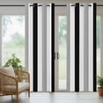 thumbnail image 4 of Black Gray Striped Outdoor Curtains for Patio Waterproof, Windproof Privacy Curtains with Weighted Bottom, Farmhouse Stripe Art Outside Drapes for Picnic Garage Backyard Cabana 54"x108" 1 Panel, 4 of 8