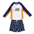 thumbnail image 1 of MIASHUI Boys Long Sleeve Cartoon Print Two Piece Swim Set with Trunks and Rash Guard for Sun White,5XL, 1 of 9