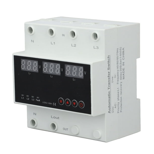 Interruptor De Transferencia Automática, Monitor De Voltaje Trifásico Montado En Riel DIN Con Pantalla LED Ajustable, Para Edificios Industriales Comerciales, Instalaciones
