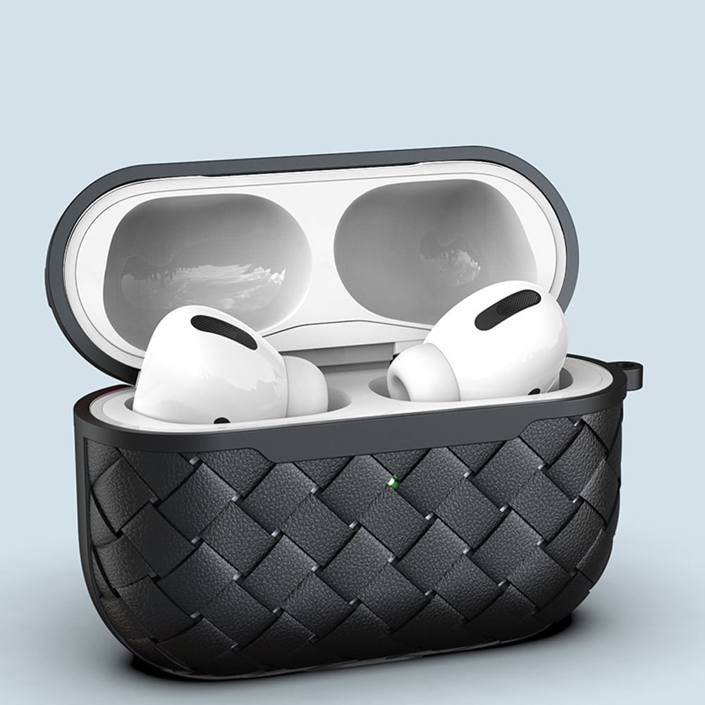 Compatible with only Airpods Pro,TPU Woven &Leather Texture