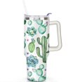 thumbnail image 2 of 40oz Cactus Flower 60x80 Stainless Steel Flip Straw Tumbler Spill Proof Travel Cup Double Wall Vacuum Insulated Coffee Mug with Top Handle, 2 of 6