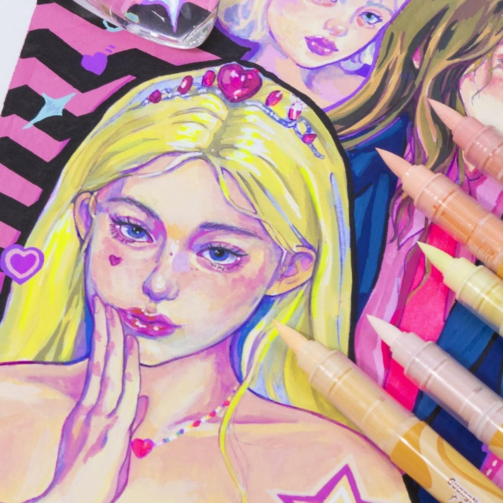 Water-Based Acrylic Markers Set, Paint Marker Pens, 24 Colors Acrylic Paint Markers, Soft Tip Markers, Perfect for Paper, Wood, Rock, Glass, and More, Includes Macaron and Skin Tone