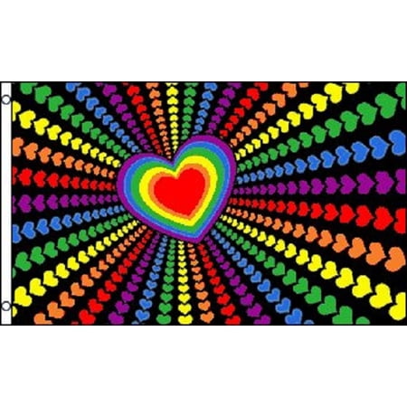 Rainbow Love Flag Heart Banner Gay Pride Pennant Festival Event Sign LGBT 3x5