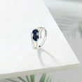 thumbnail image 4 of Gem Stone King 1.22 Ct Round Blue Sapphire 925 Silver and 10K Yellow Gold Two Stone Crossover Ring (Size 8), 4 of 5