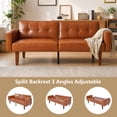 thumbnail image 3 of MIKIBAMA 68.Inch Brown 2 Seat PU Leather Mid Century Modern Convertible Futon Sofa Bed Tufted Split Back With Solid Wood Legs for Small Spaces, 3 of 5