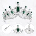 thumbnail image 3 of Mujeres Faux Crystal Queen Crowns Tiara, Princess Rhinestone Headband, Bride Wedding Birthday Party Cosplay Accesorios para el cabello, Silver Tone Green, 3 of 7