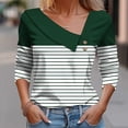 thumbnail image 3 of Scyoekwg Women's Long Sleeve Tops Skew Collar Button-Up T Shirts Stripe Print Dressy Casual Blouse Tops for Women Trendy Lightweight Tshirt Loose Blouses (Army Green,M), 3 of 5