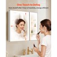 thumbnail image 4 of VEVOR Lighted Medicine Cabinet with Mirror, 30 x 28 in Recessed or Wall Mount, 3 Color Dimmable LED Bathroom Medicine Cabinet with HD Tempered Glass Mirror, Adjustable Shelves, Memory Defog Function, 4 of 9