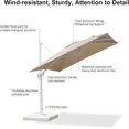 thumbnail image 3 of PURPLE LEAF 9 FT Patio Umbrella White Cantilever Offset Umbrella Square Outdoor Umbrella with 360° Rotation for Garden Deck Pool, Beige, 3 of 10