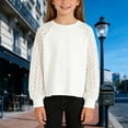 thumbnail image 2 of Girl's Casual Shirts Lace Patch Long Sleeve Tops Girls T Shirts Size 8 Crewneck Pullovers Loose Blouse Girls Clothes(Size 5-6 Years,White), 2 of 4