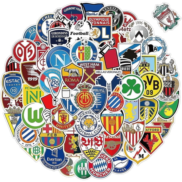 100pcs Soccer Team Logo Stickers, Soccer Club Sticker Pack, Waterproof Vinyl Stickers, Match Stickers For Laptops, Phone, Cars, Skateboards