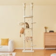thumbnail image 2 of Furcato 92.1"-101.6" Adjustable Height Cat Tree, Floor to Ceiling Cat Tower, 7 Tiers Cat Climbing Tree with Hammock, Beige, 2 of 9