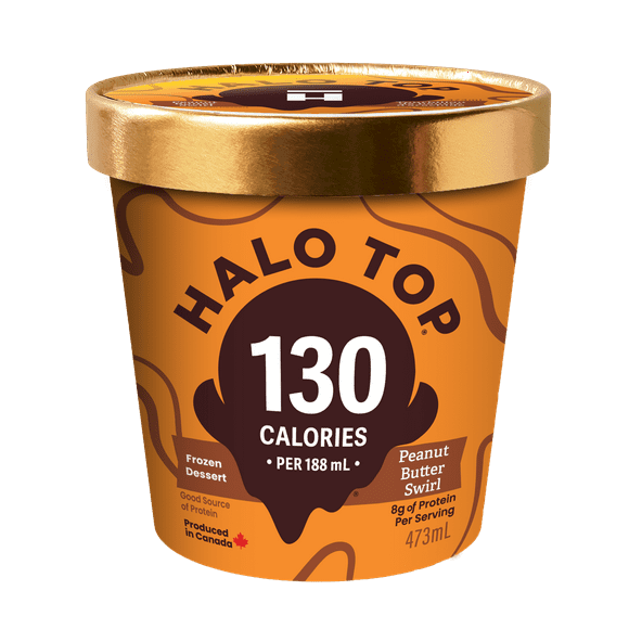 Dessert glacé Halo Top tourbillon de beurre d’arachide, faible en calories, riche en protéines, pot de 473 mL Tourbillon de beurre d’arachide