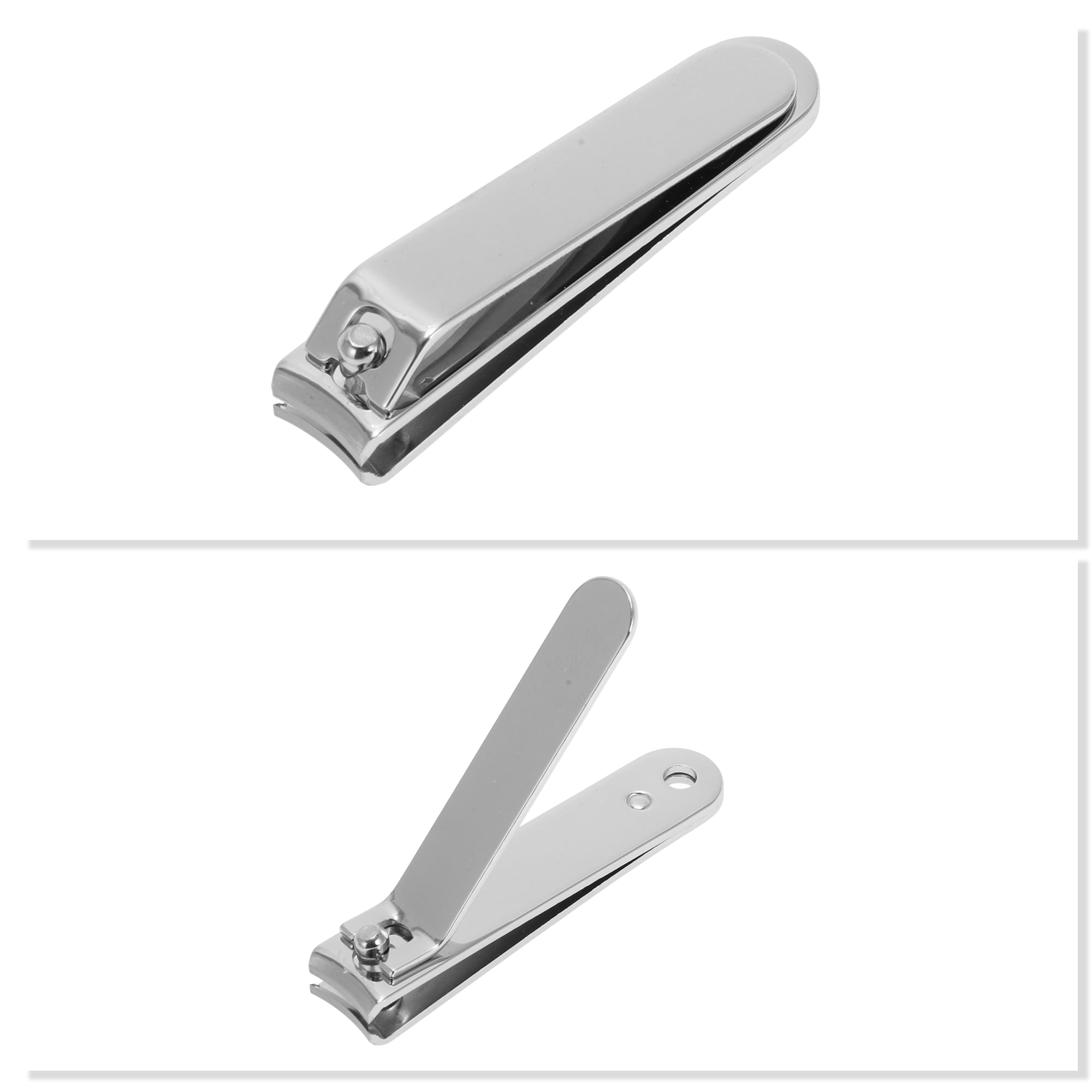 Unique Bargains 3pcs Round Box Nail Clippers Set Length 2.36" Silver Tone, White