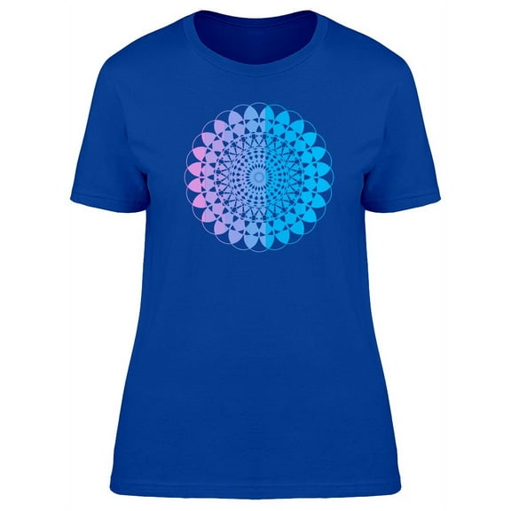 Blue Gradient Cool Mandala T-Shirt Women -Image by Shutterstock, Female Small