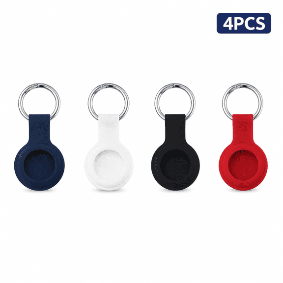 Kabuer Apple Air Pet Tag Holders, AirTag Case Keychain Ring Cases Cover Tags for Apple GPS Tracker 4 Pcs