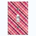 thumbnail image 1 of Metal Light Switch Plate Outlet Cover Vintage Red Pink Plaid Pattern WAL035, 1 of 13