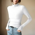 thumbnail image 6 of felwors Women's Turtleneck Thermal Base Layer Top - Brushed Fleece Lined, Moisture-Wicking Long Sleeve Slim Fit Shirt for Cold Weather White, XXL, 6 of 7
